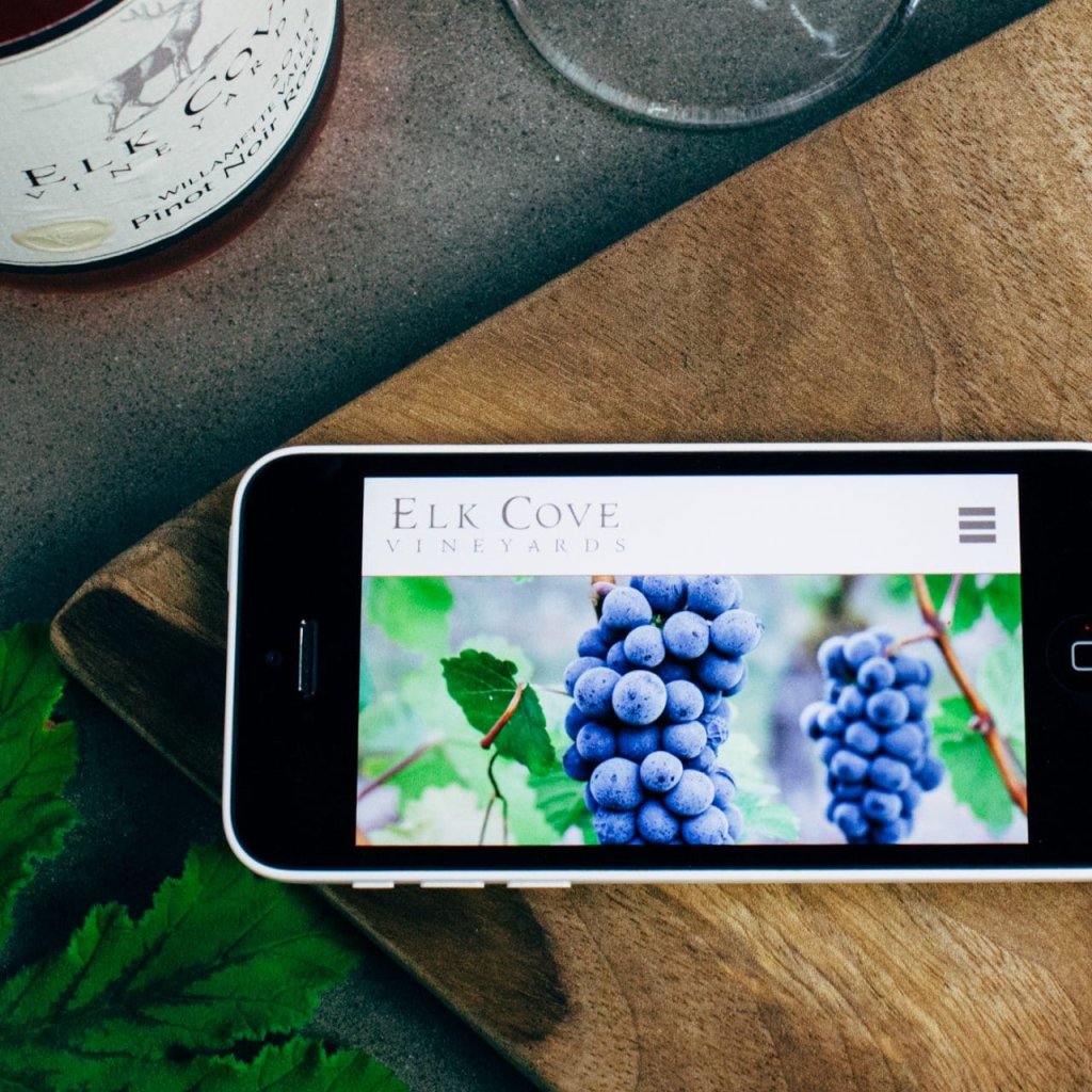 Elk Cove website on iPhone