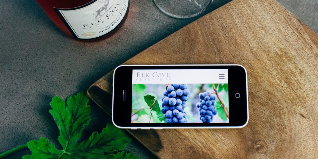 Elk Cove website on iPhone