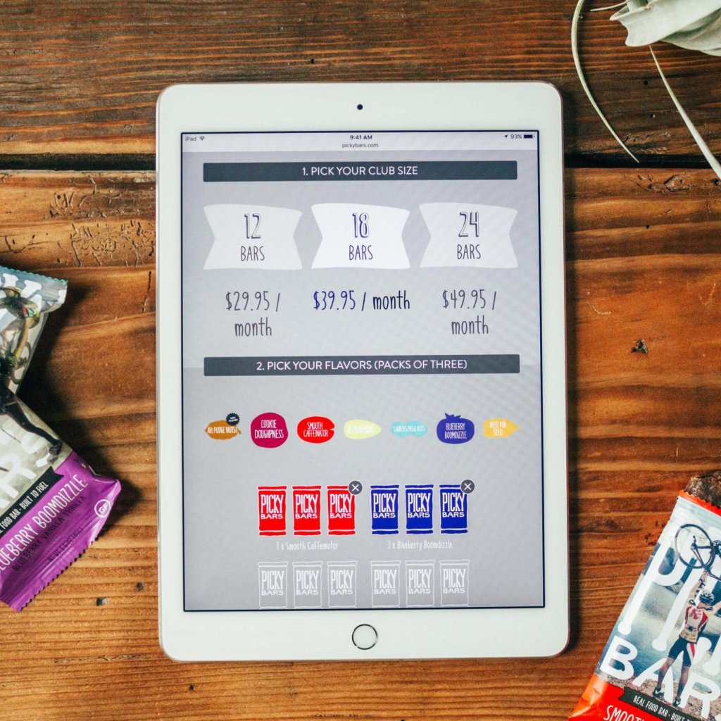 Picky Bars club iPad