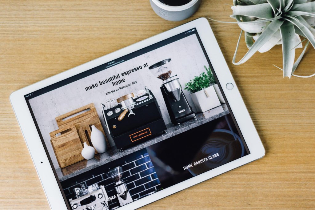 La Marzocco Home website home page on an iPad