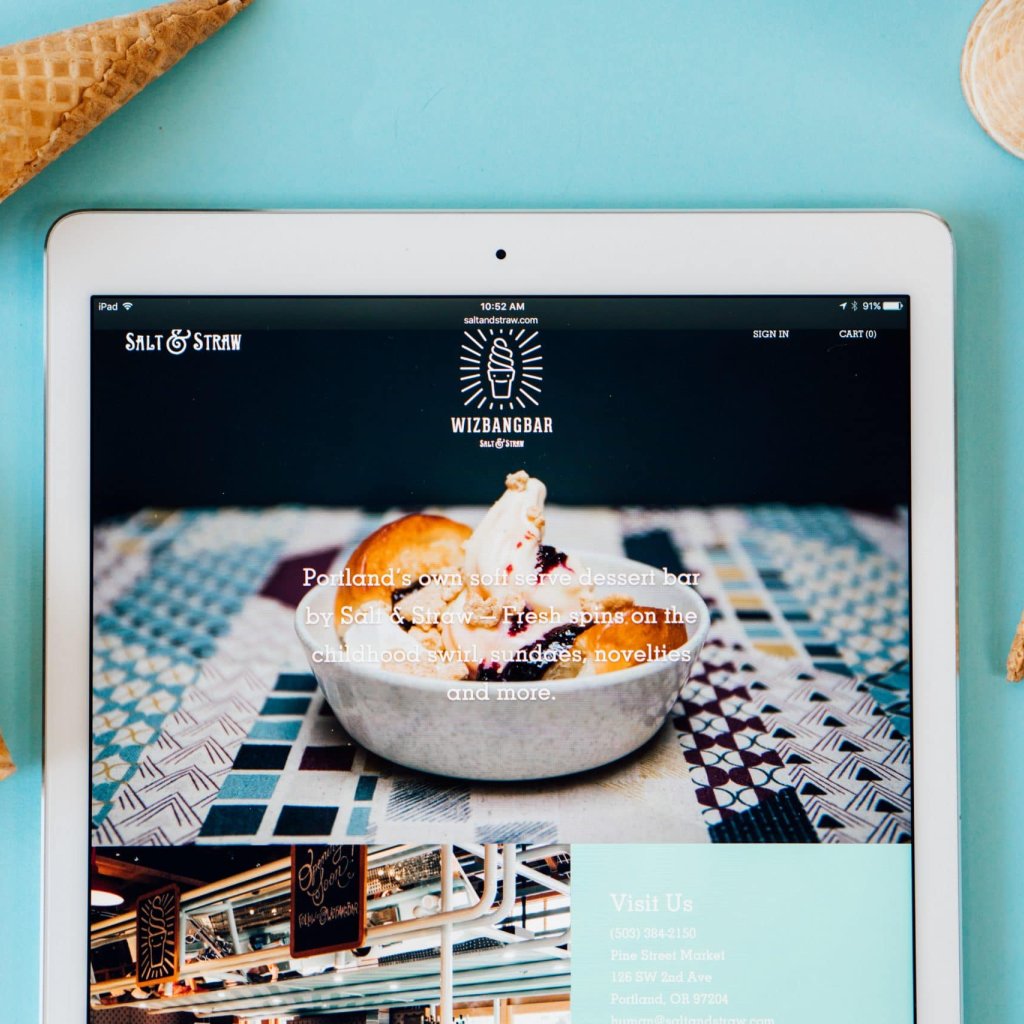 Wiz Bang Bar website on iPad