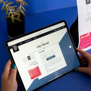 Coffee details page on the Orens website, looks fabulous on an iPad