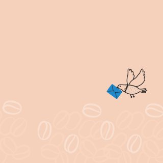 coffee beans and a delivery bird illustration