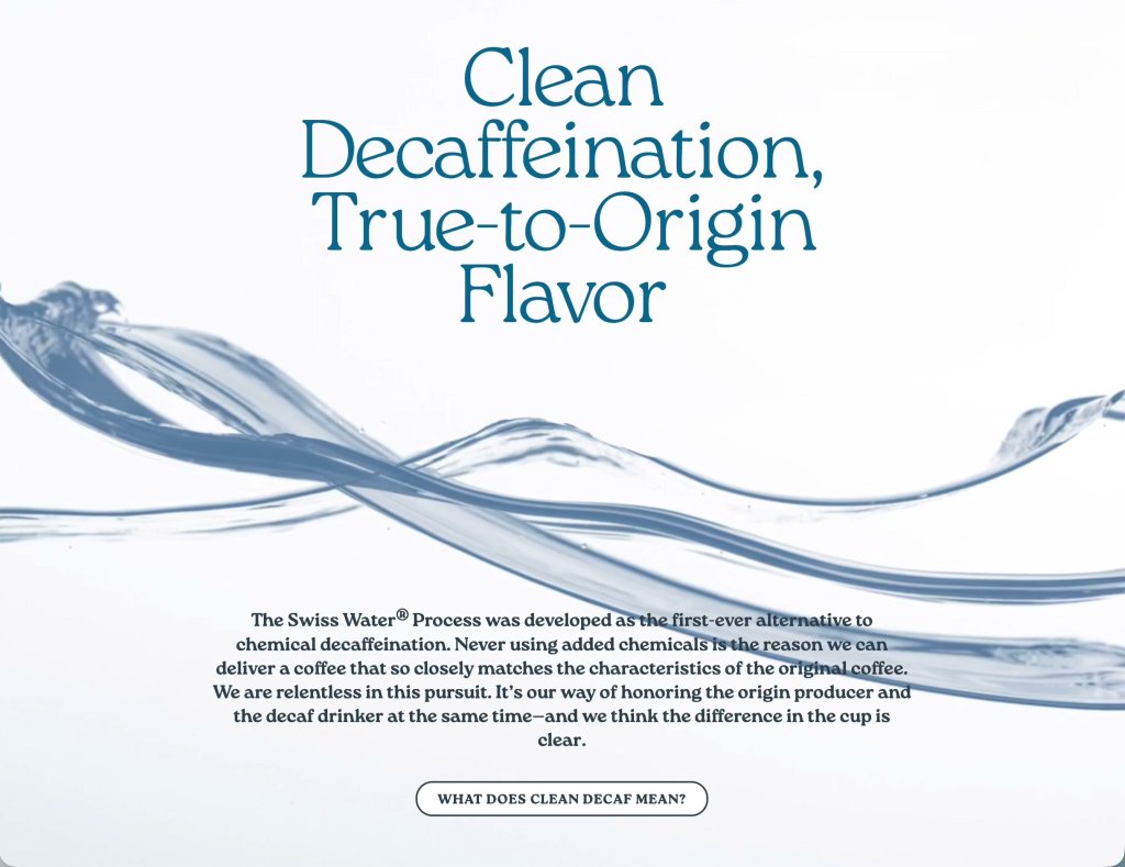 Swiss Water Clean Decaf poster