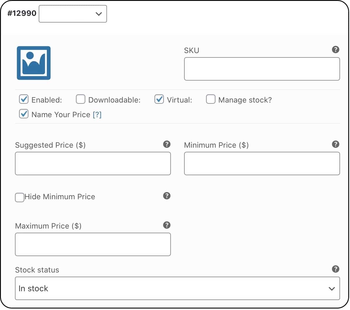 WooCommerce product settings with the Virtual box checked.